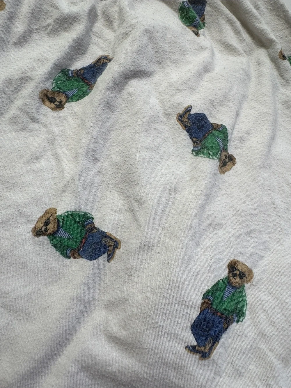 Polo Ralph Lauren Men's White Polo Bear Graphic Jersey Sleep Shorts Sz XL Trendy